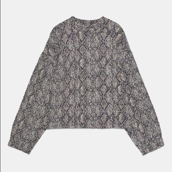 NWT Zara Cropped Snakeskin Sweater - Picture 2 of 7